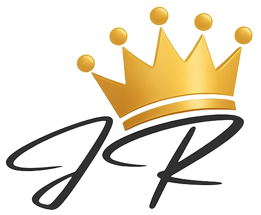 JR Events logo: a gold crown over the letters JR